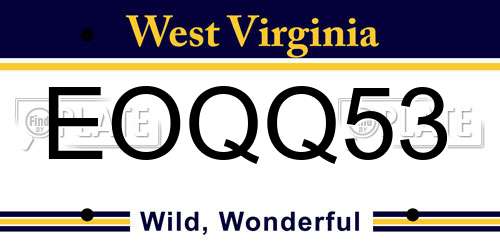 EOQQ53 West Virginia License Plate