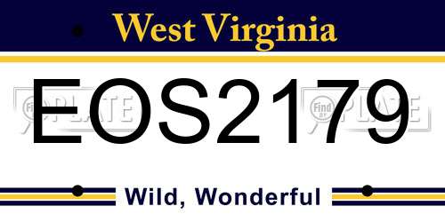 EOS2179 West Virginia License Plate