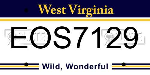 EOS7129 West Virginia License Plate