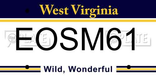 EOSM61 West Virginia License Plate