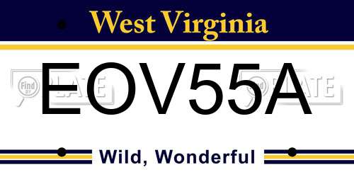 EOV55A West Virginia License Plate