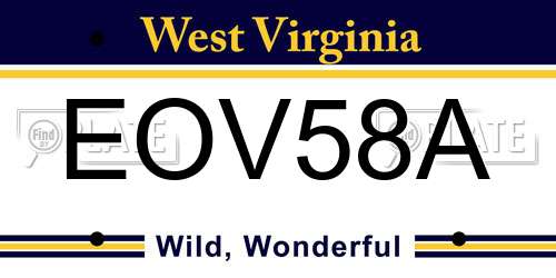 EOV58A West Virginia License Plate