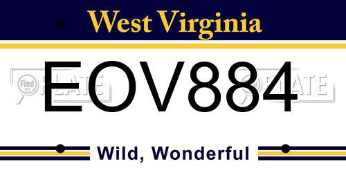 EOV884 West Virginia License Plate