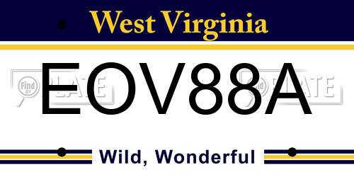 EOV88A West Virginia License Plate