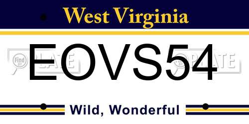 EOVS54 West Virginia License Plate