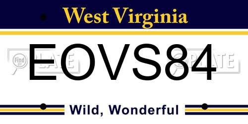 EOVS84 West Virginia License Plate