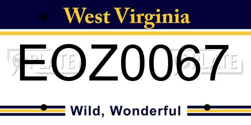 EOZ0067 West Virginia License Plate