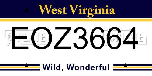 EOZ3664 West Virginia License Plate