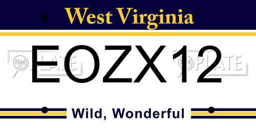 EOZX12 West Virginia License Plate