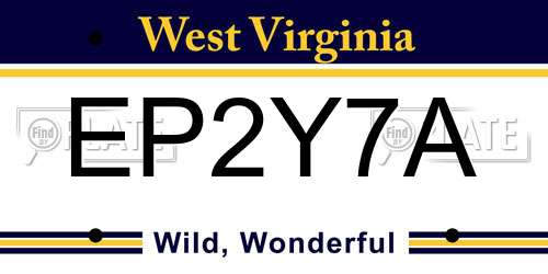 EP2Y7A West Virginia License Plate