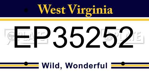 EP35252 West Virginia License Plate