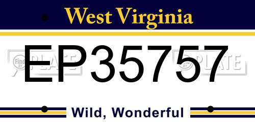 EP35757 West Virginia License Plate
