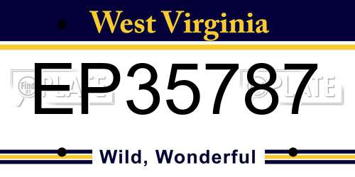 EP35787 West Virginia License Plate