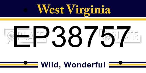 EP38757 West Virginia License Plate