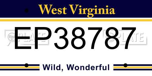 EP38787 West Virginia License Plate
