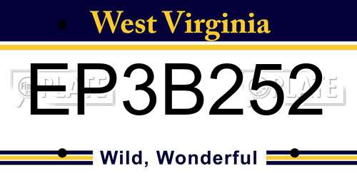 EP3B252 West Virginia License Plate