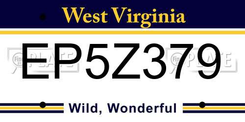 EP5Z379 West Virginia License Plate