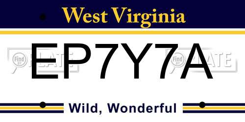 EP7Y7A West Virginia License Plate