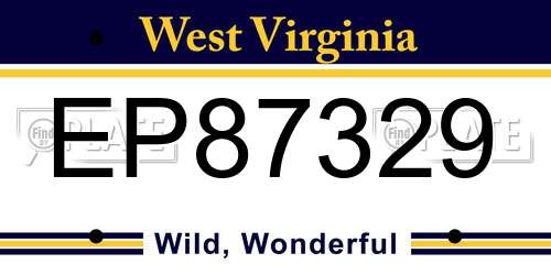 EP87329 West Virginia License Plate