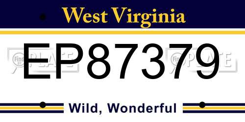 EP87379 West Virginia License Plate