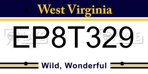 EP8T329 West Virginia License Plate