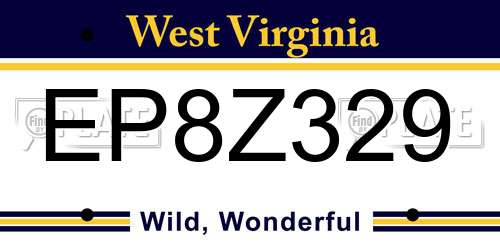 EP8Z329 West Virginia License Plate