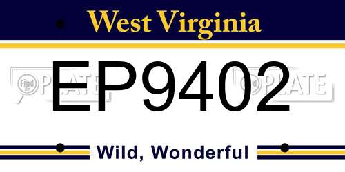 EP9402 West Virginia License Plate