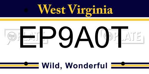 EP9A0T West Virginia License Plate