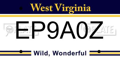 EP9A0Z West Virginia License Plate