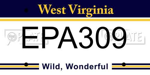 EPA309 West Virginia License Plate