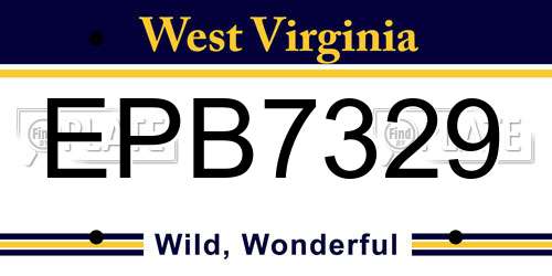 EPB7329 West Virginia License Plate