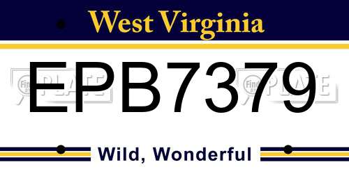 EPB7379 West Virginia License Plate