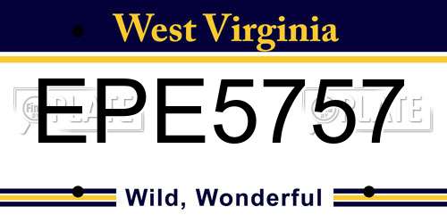 EPE5757 West Virginia License Plate