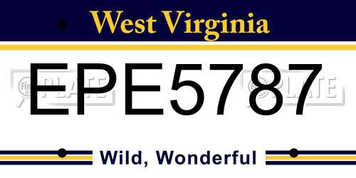 EPE5787 West Virginia License Plate