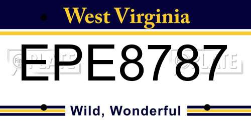 EPE8787 West Virginia License Plate