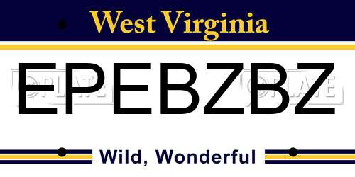 EPEBZBZ West Virginia License Plate