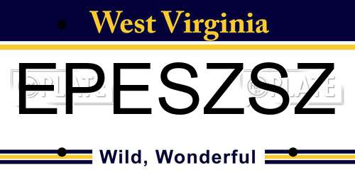 EPESZSZ West Virginia License Plate