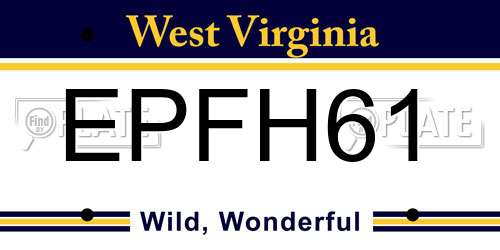 EPFH61 West Virginia License Plate