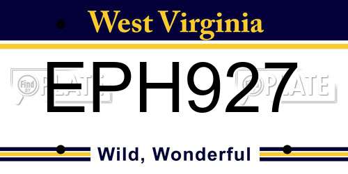 EPH927 West Virginia License Plate