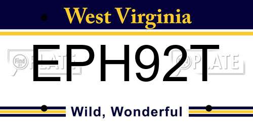 EPH92T West Virginia License Plate