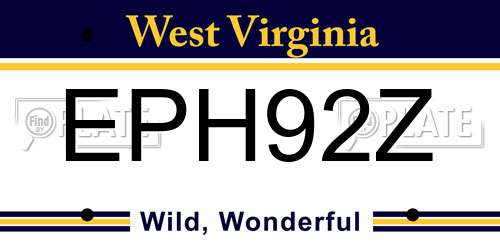 EPH92Z West Virginia License Plate