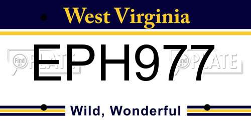 EPH977 West Virginia License Plate