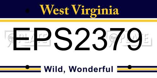 EPS2379 West Virginia License Plate