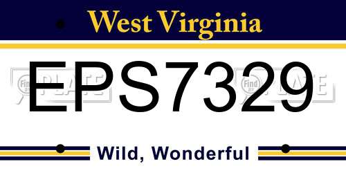 EPS7329 West Virginia License Plate