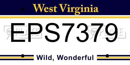EPS7379 West Virginia License Plate