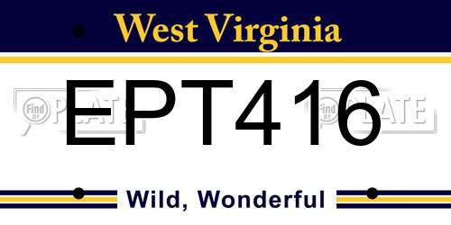 EPT416 West Virginia License Plate