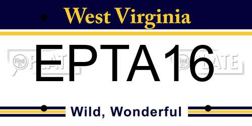 EPTA16 West Virginia License Plate