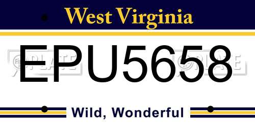 EPU5658 West Virginia License Plate