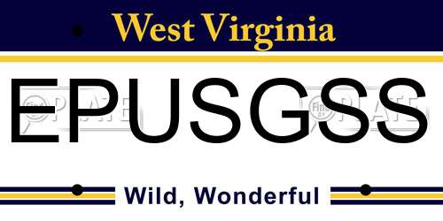 EPUSGSS West Virginia License Plate