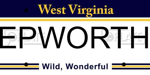 EPWORTH West Virginia License Plate